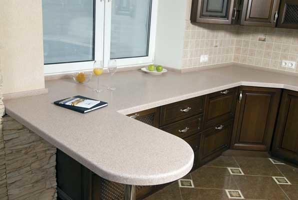 Столешница с подоконником и барной стойкой
